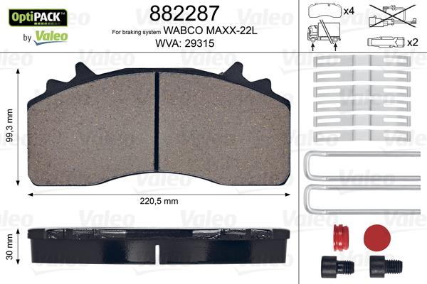 Valeo 882287 - Brake Pad Set, disc brake autospares.lv