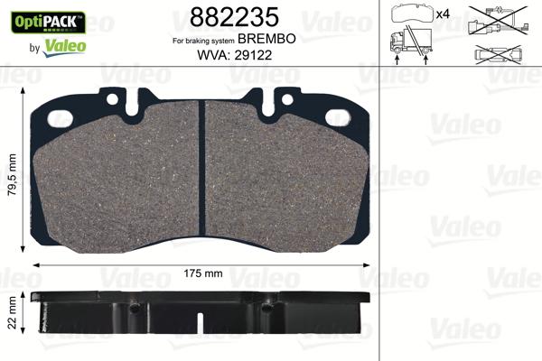 Valeo 882235 - Brake Pad Set, disc brake autospares.lv