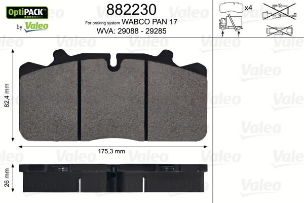 Valeo 882230 - Brake Pad Set, disc brake autospares.lv
