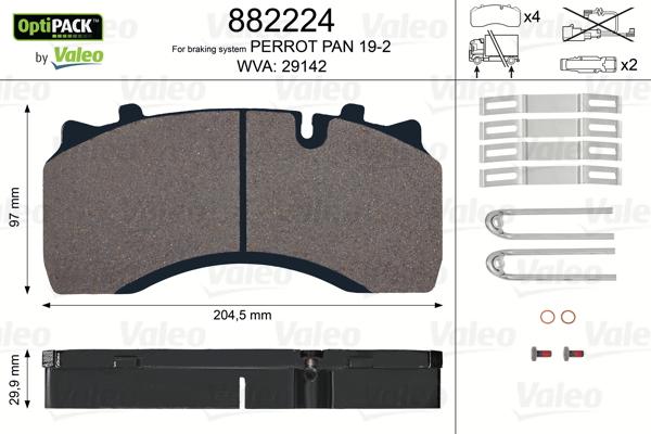 Valeo 882224 - Brake Pad Set, disc brake autospares.lv