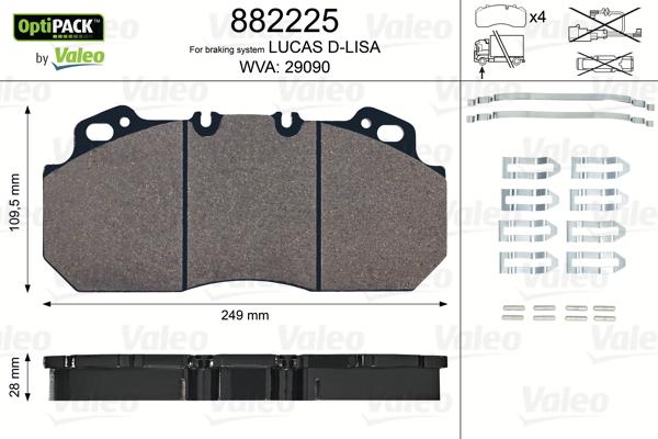 Valeo 882225 - Brake Pad Set, disc brake autospares.lv