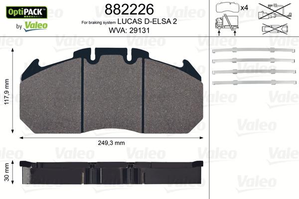 Valeo 882226 - Brake Pad Set, disc brake autospares.lv