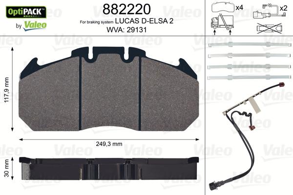 Valeo 882220 - Brake Pad Set, disc brake autospares.lv