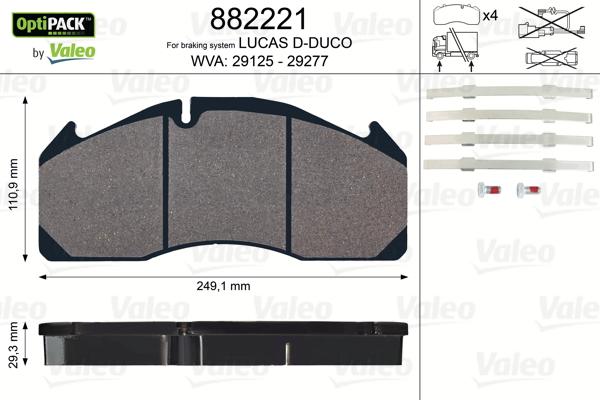 Valeo 882221 - Brake Pad Set, disc brake autospares.lv