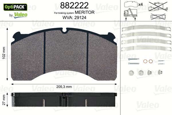 Valeo 882222 - Brake Pad Set, disc brake autospares.lv