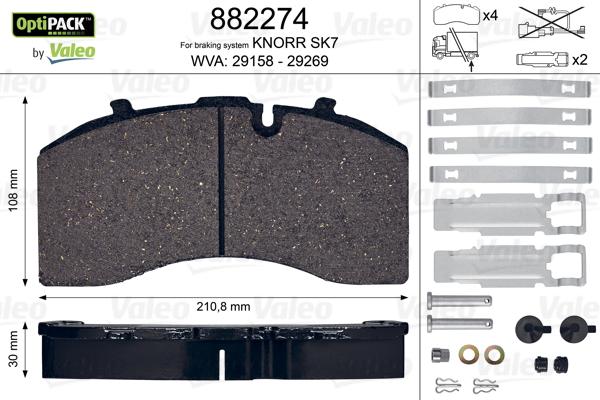 Valeo 882274 - Brake Pad Set, disc brake autospares.lv