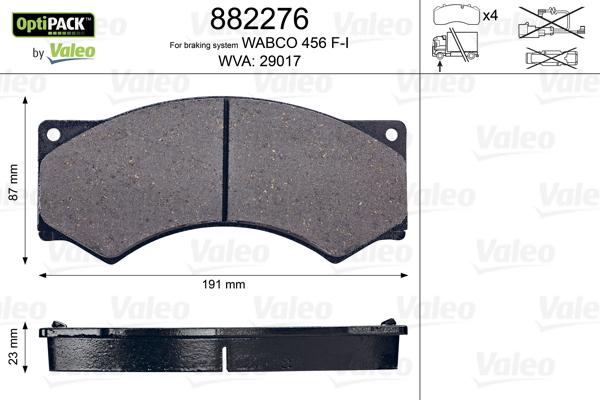 Valeo 882276 - Brake Pad Set, disc brake autospares.lv