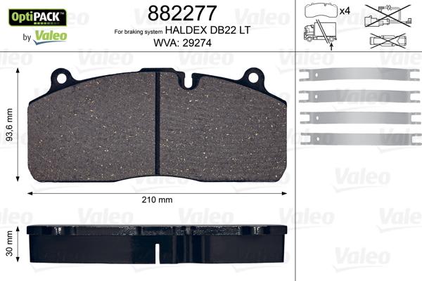 Valeo 882277 - Brake Pad Set, disc brake autospares.lv