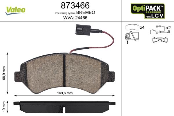 Valeo 873466 - Brake Pad Set, disc brake autospares.lv