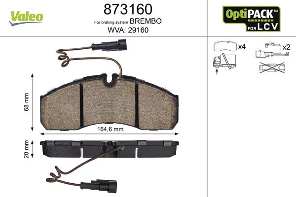 Valeo 873160 - Brake Pad Set, disc brake autospares.lv