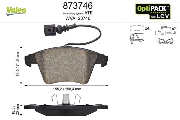 Valeo 873746 - Brake Pad Set, disc brake autospares.lv