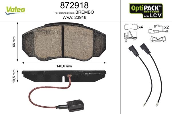 Valeo 872918 - Brake Pad Set, disc brake autospares.lv