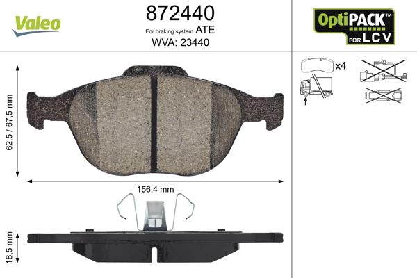 Valeo 872440 - Brake Pad Set, disc brake autospares.lv