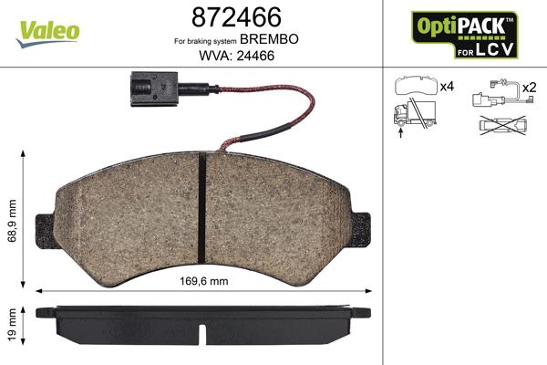 Valeo 872466 - Brake Pad Set, disc brake autospares.lv