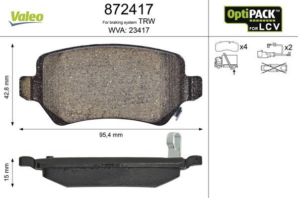 Valeo 872417 - Brake Pad Set, disc brake autospares.lv