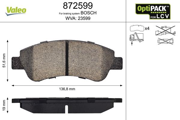 Valeo 872599 - Brake Pad Set, disc brake autospares.lv