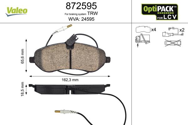 Valeo 872595 - Brake Pad Set, disc brake autospares.lv