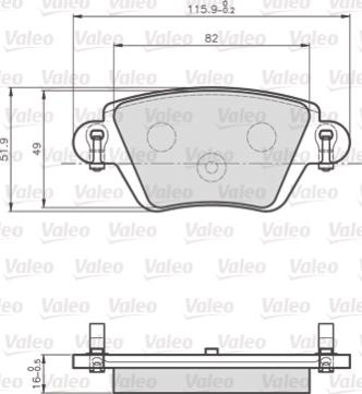 Valeo 872557 - Brake Pad Set, disc brake autospares.lv