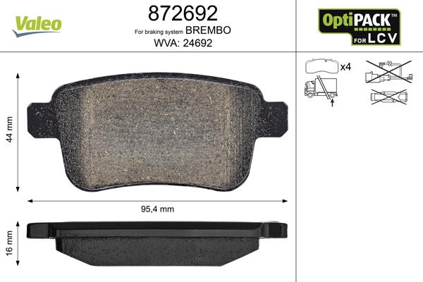 Valeo 872692 - Brake Pad Set, disc brake autospares.lv