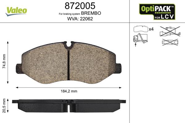 Valeo 872005 - Brake Pad Set, disc brake autospares.lv