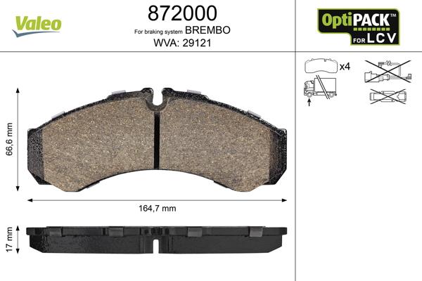 Valeo 872000 - Brake Pad Set, disc brake autospares.lv