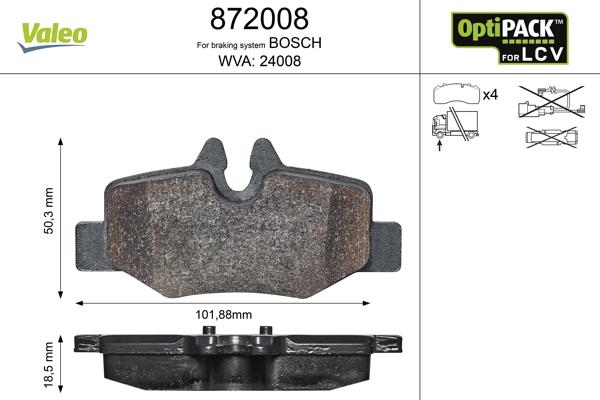 Valeo 872008 - Brake Pad Set, disc brake autospares.lv