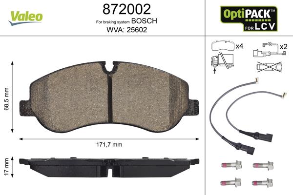 Valeo 872002 - Brake Pad Set, disc brake autospares.lv