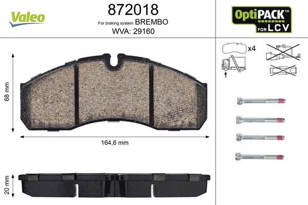 Valeo 872018 - Brake Pad Set, disc brake autospares.lv