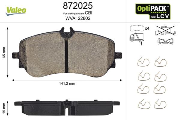 Valeo 872025 - Brake Pad Set, disc brake autospares.lv