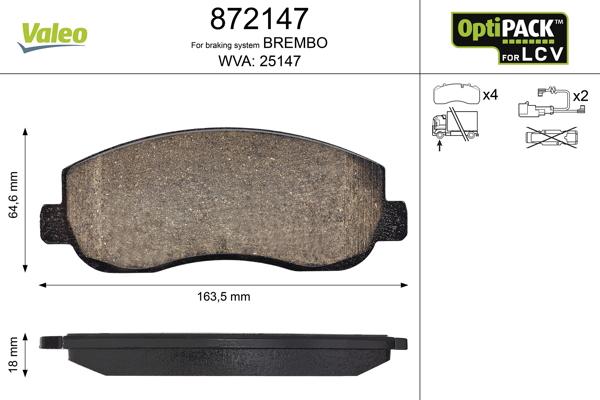 Valeo 872147 - Brake Pad Set, disc brake autospares.lv