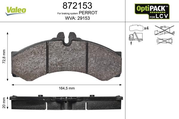 Valeo 872153 - Brake Pad Set, disc brake autospares.lv