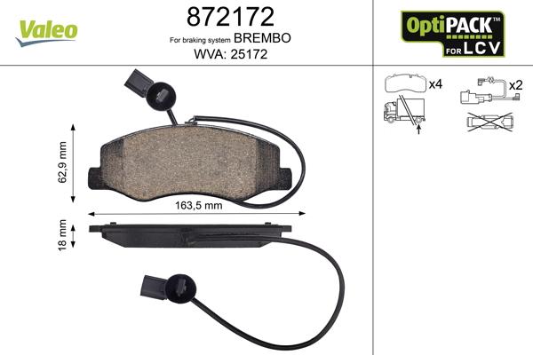 Valeo 872172 - Brake Pad Set, disc brake autospares.lv