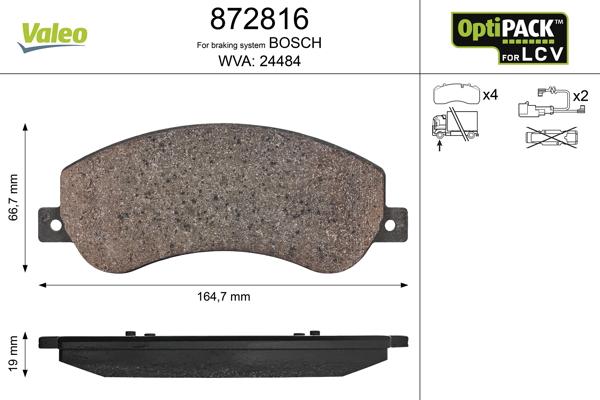 Valeo 872816 - Brake Pad Set, disc brake autospares.lv