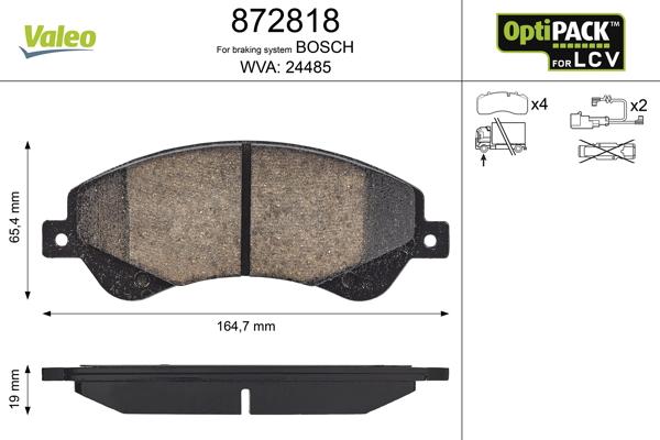 Valeo 872818 - Brake Pad Set, disc brake autospares.lv