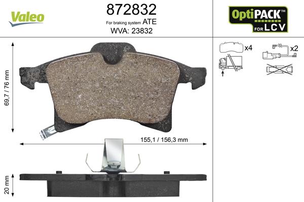 Valeo 872832 - Brake Pad Set, disc brake autospares.lv