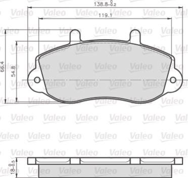 Valeo 872302 - Brake Pad Set, disc brake autospares.lv