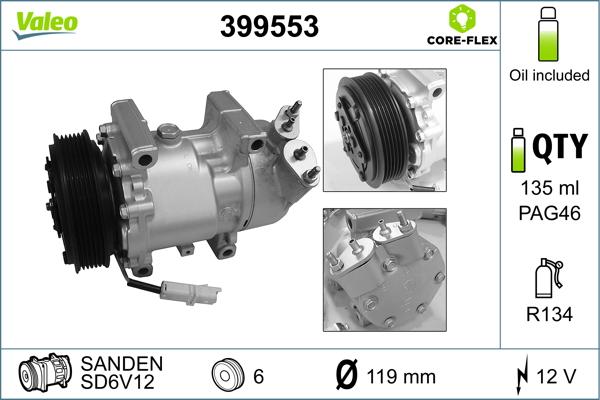 Valeo 399553 - Compressor, air conditioning autospares.lv