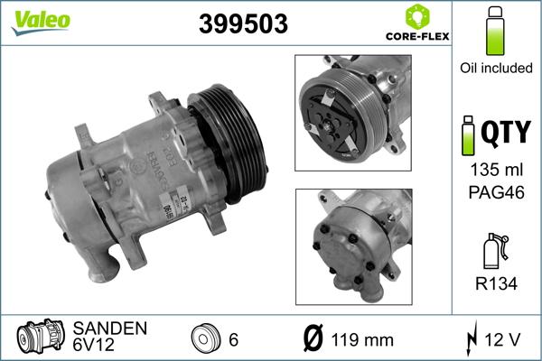 Valeo 399503 - Compressor, air conditioning autospares.lv