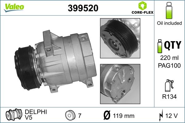 Valeo 399520 - Compressor, air conditioning autospares.lv