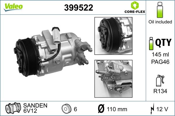 Valeo 399522 - Compressor, air conditioning autospares.lv