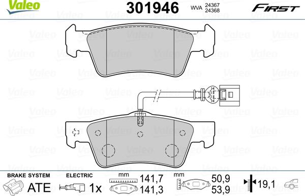 Valeo 301946 - Brake Pad Set, disc brake autospares.lv