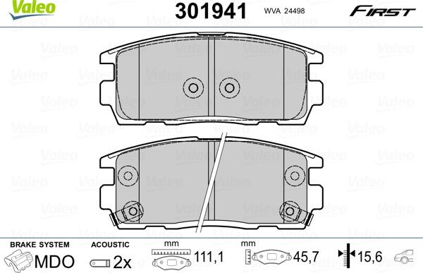 Valeo 301941 - Brake Pad Set, disc brake autospares.lv