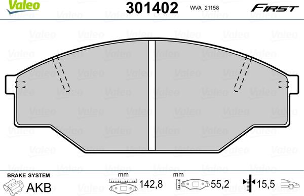 Valeo 301402 - Brake Pad Set, disc brake autospares.lv