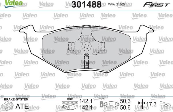 Valeo 301488 - Brake Pad Set, disc brake autospares.lv