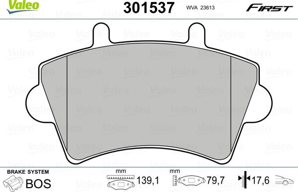 Valeo 301537 - Brake Pad Set, disc brake autospares.lv