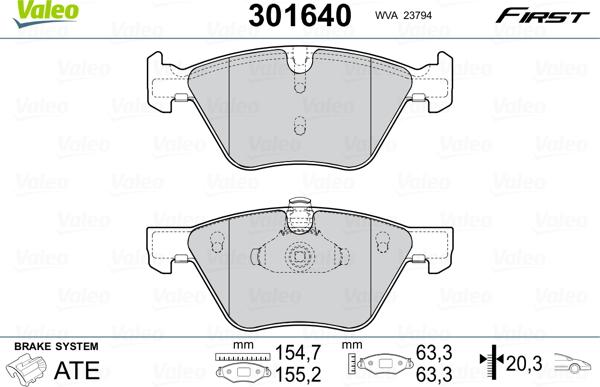 Valeo 301640 - Brake Pad Set, disc brake autospares.lv