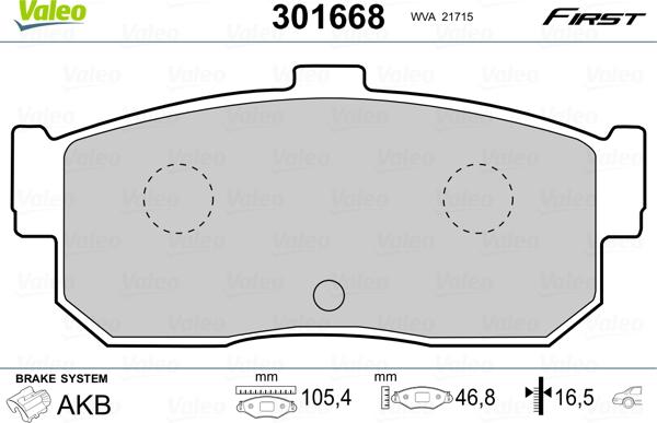 Valeo 301668 - Brake Pad Set, disc brake autospares.lv