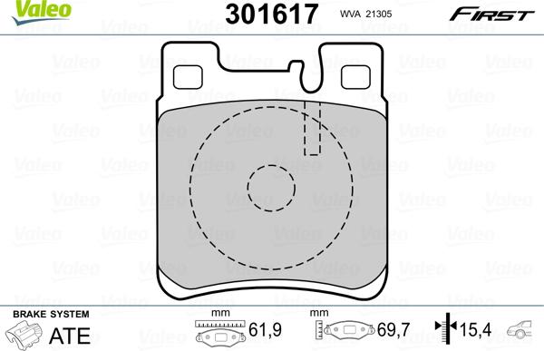 Valeo 301617 - Brake Pad Set, disc brake autospares.lv