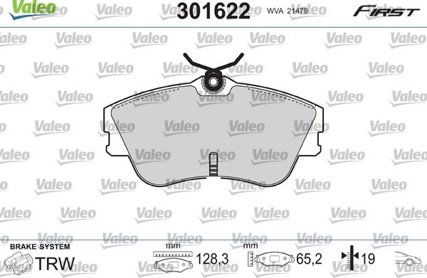 Valeo 301622 - Brake Pad Set, disc brake autospares.lv