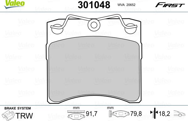 Valeo 301048 - Brake Pad Set, disc brake autospares.lv